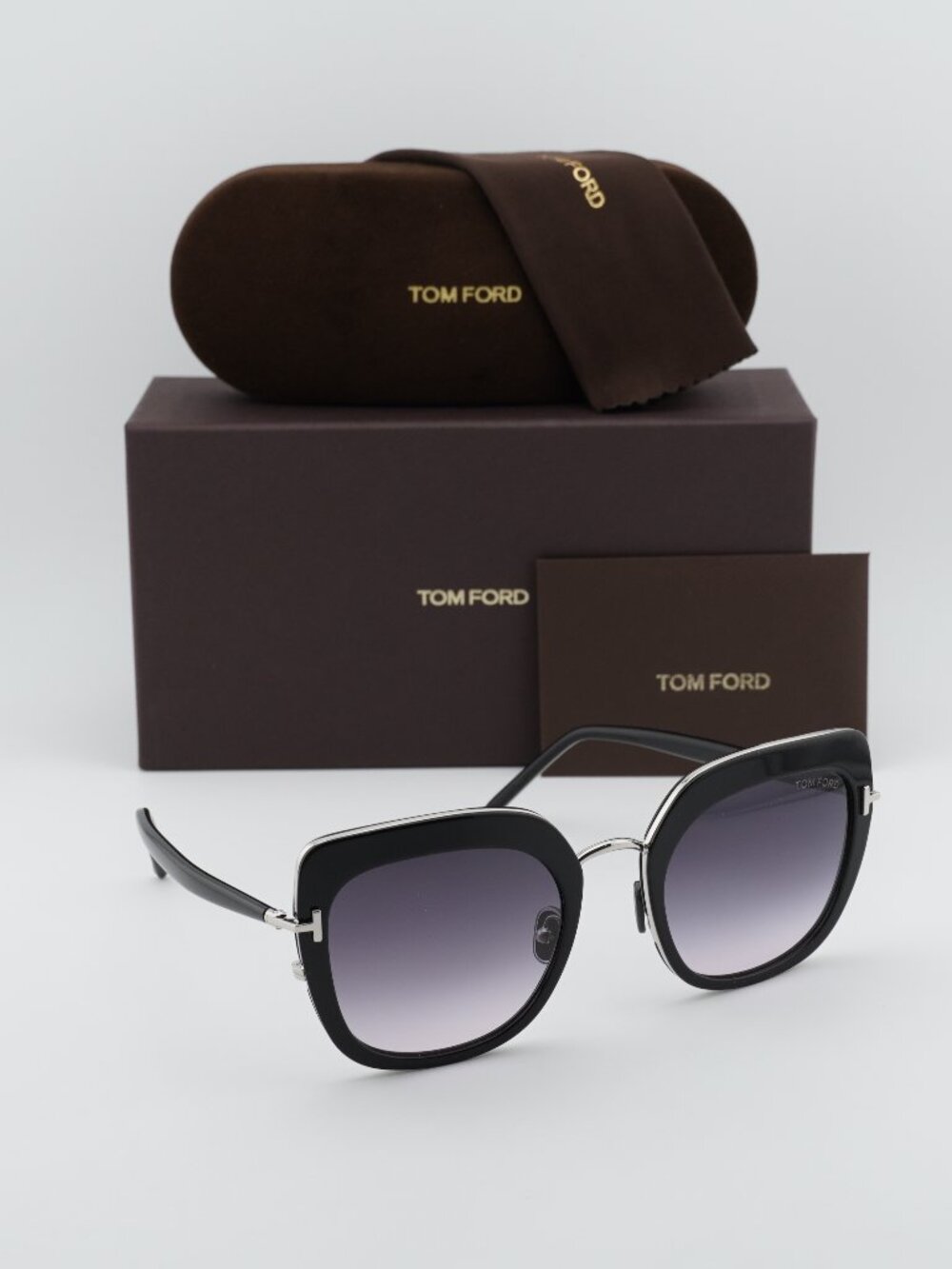 Tom Ford Virginia FT0945 05B Cat Eye Women Sunglasses - Black / Smoke